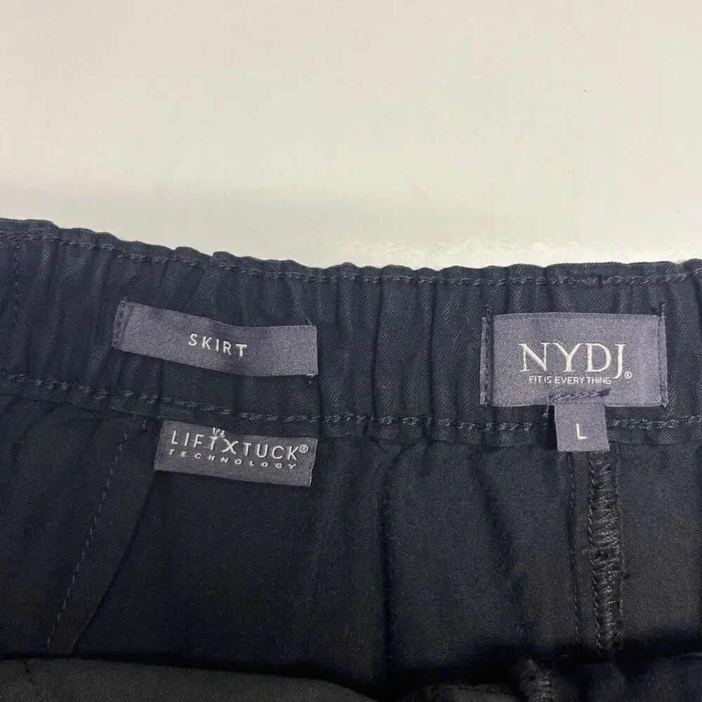 NYDJ Over-dye Black Lift Tuck Technology Maxi Skirt Black Elastic Waist- Large